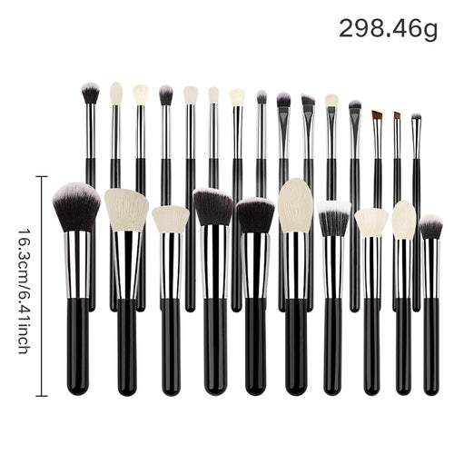 Professional Makeup Brush Set, Wooden Handle Vegan Soft Synthetic Bristles for Full‑Face Foundation Blush Concealer Powder Blending